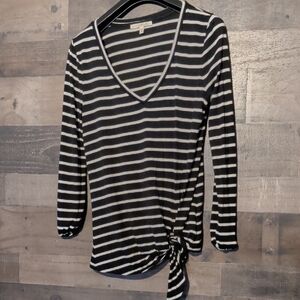 Black and White Striped Women's Top